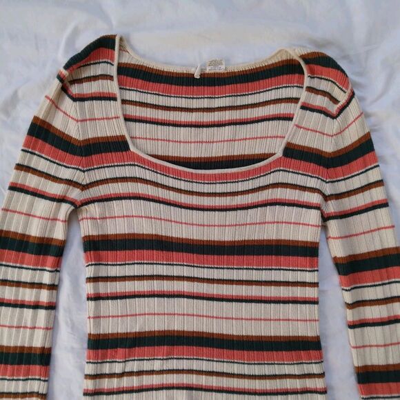 Y2K Sky and Sparrow Striped Long Sleeve Pullover Top Womens Juniors Size L - Picture 2 of 9